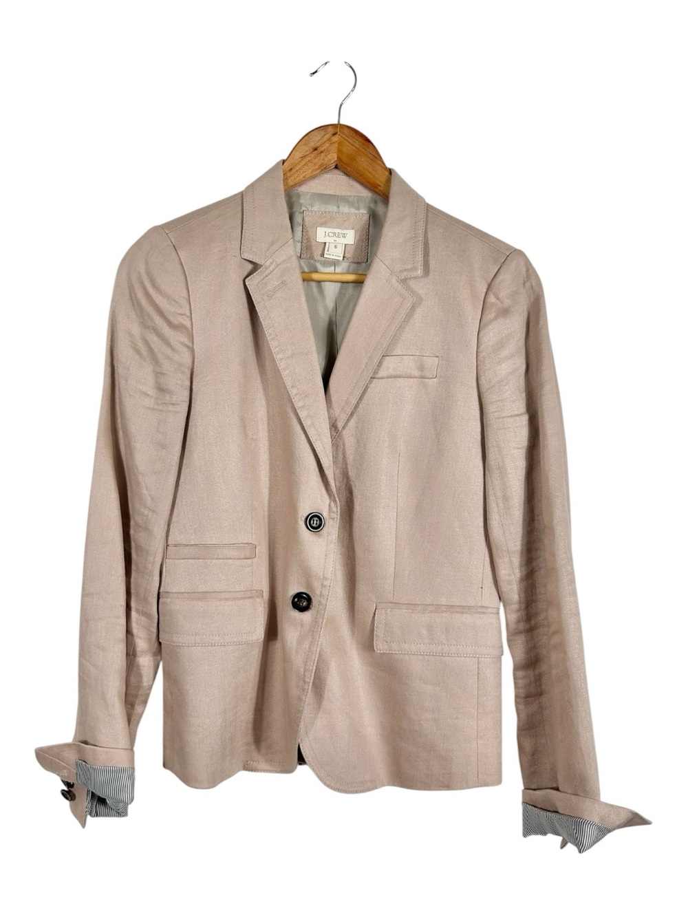 J.Crew Mauve Taupe 100% Linen Blazer Size 6‎
